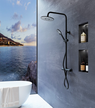 Душевая система Agger Thermo A2451244 с термостатом, черный матовый